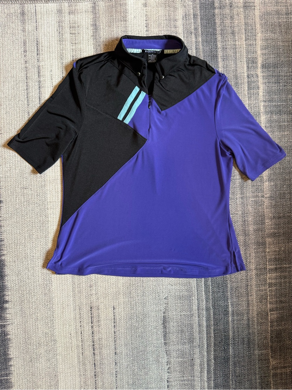 DKNY GOLF Men's Black & Purple Performance Polo Shirt vintage